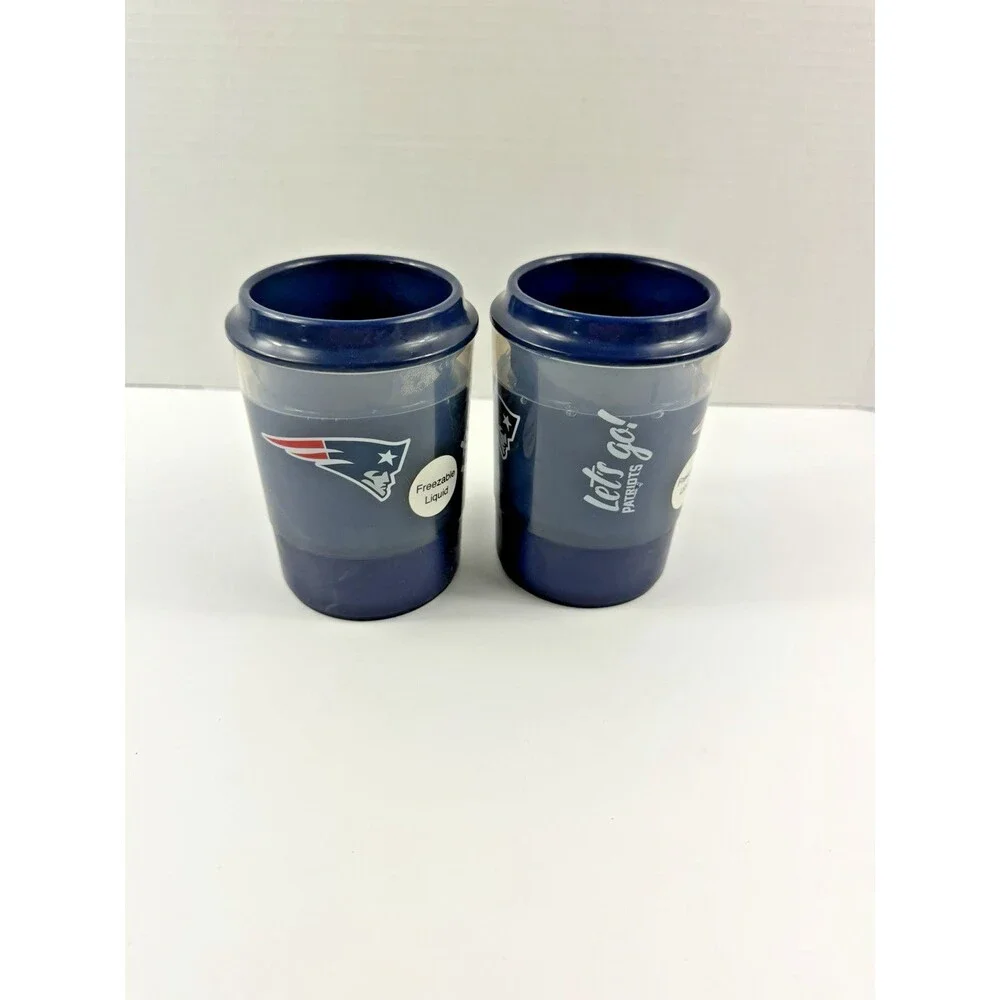 Set of 2 NFL New England Patriots 10 oz. Freezable Liquid Cups Tumblers New